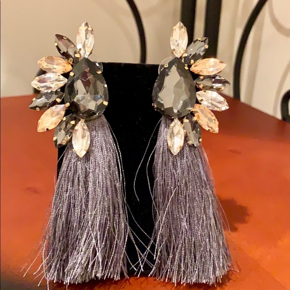 NWOT Crystal Tassel Earrings